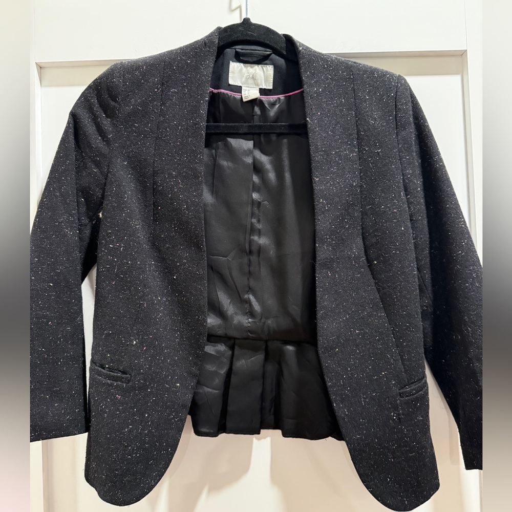 H&M Black Flecked Blazer Open Front Blazer